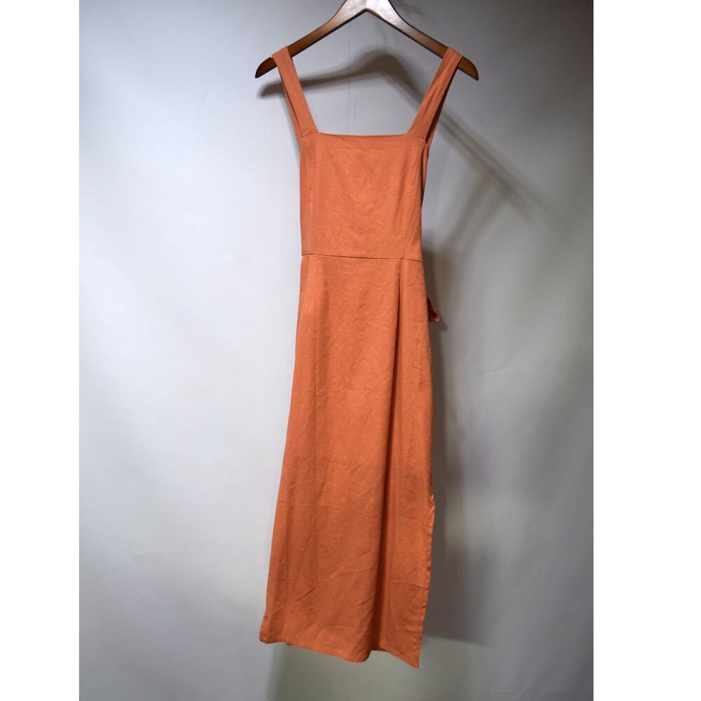 The Fifth Label Peach Linen Blend Tie Back Maxi Dress Women's Small US 4